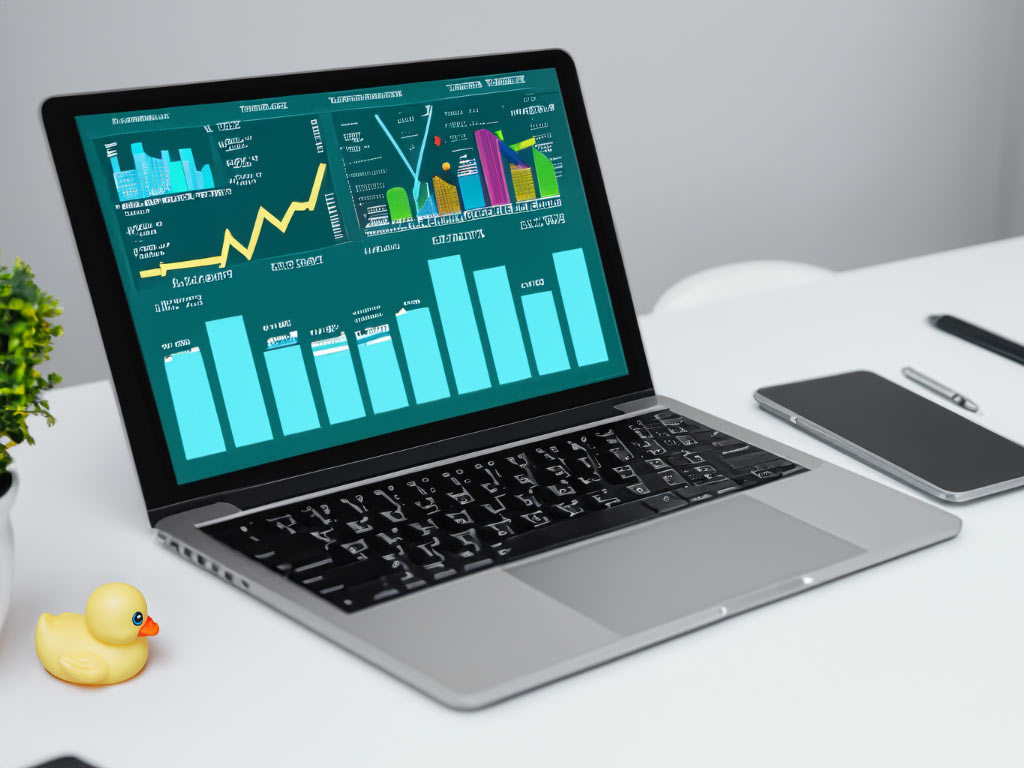 A laptop showing an analytics dashboard