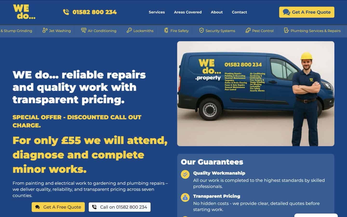 A screen grab of the Wedo.property home page